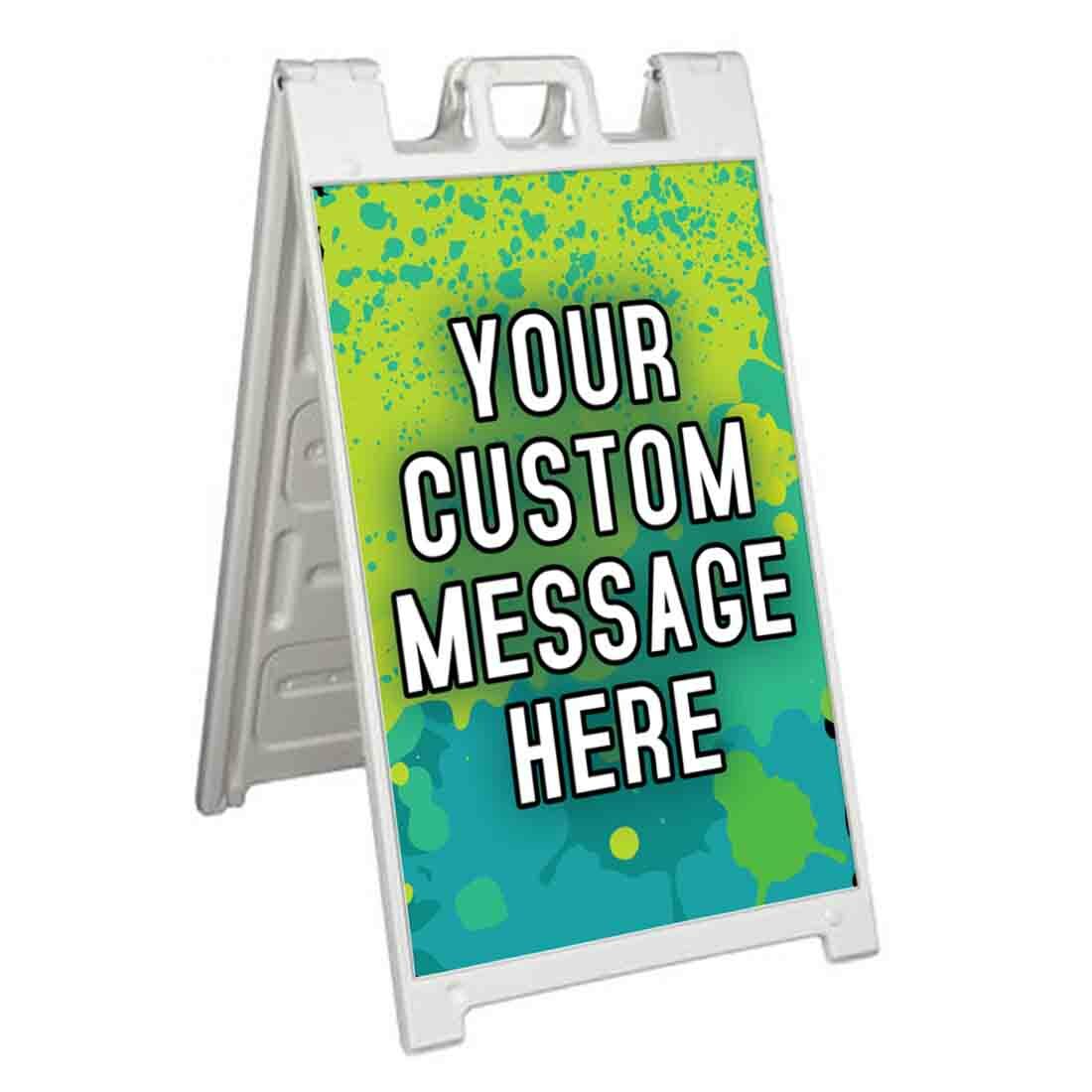 SIMPLE CUSTOM MESSAGE HERE Signicade 24×36 Aframe Sidewalk Sign Banner Decal
