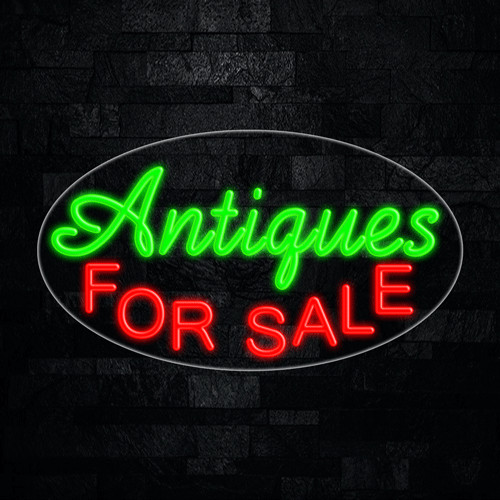 Antiques For Sale LED Neon Sign 28″L x 16″H #34492