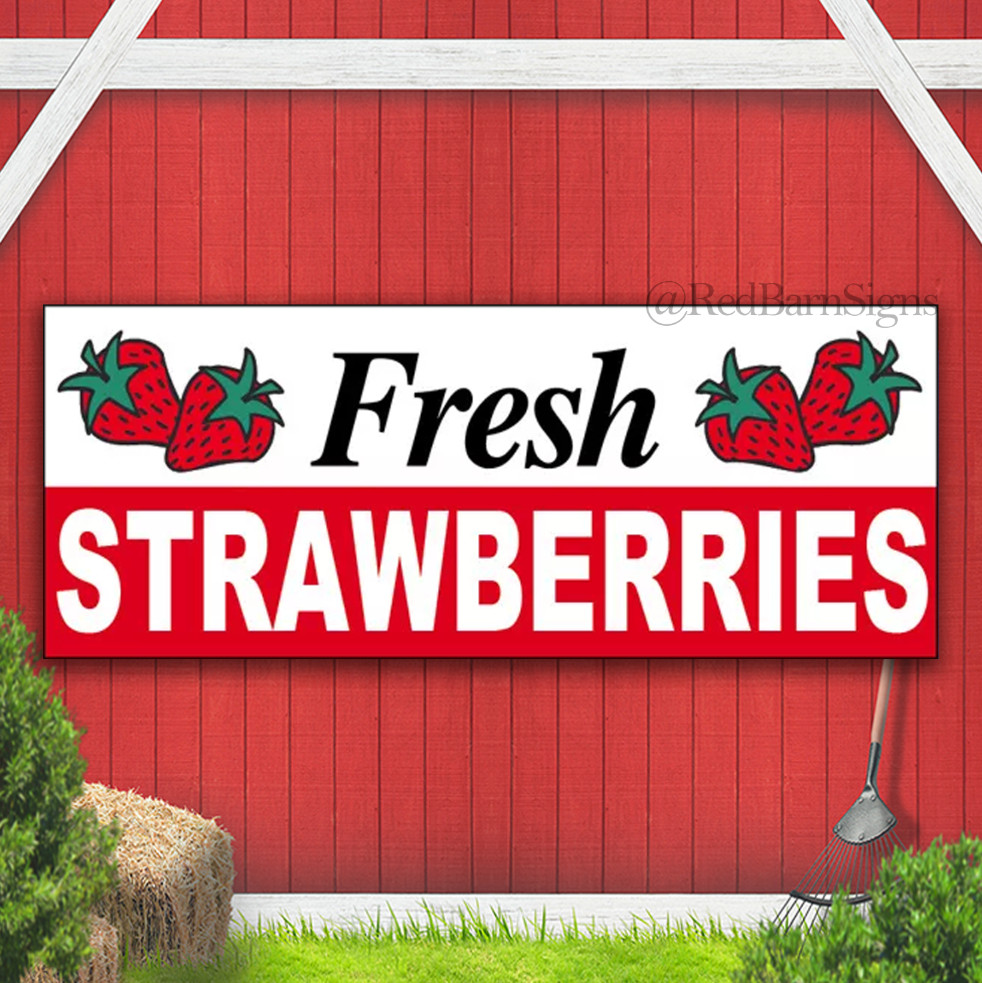 FRESH STRAWBERRIES Banner Business Sign