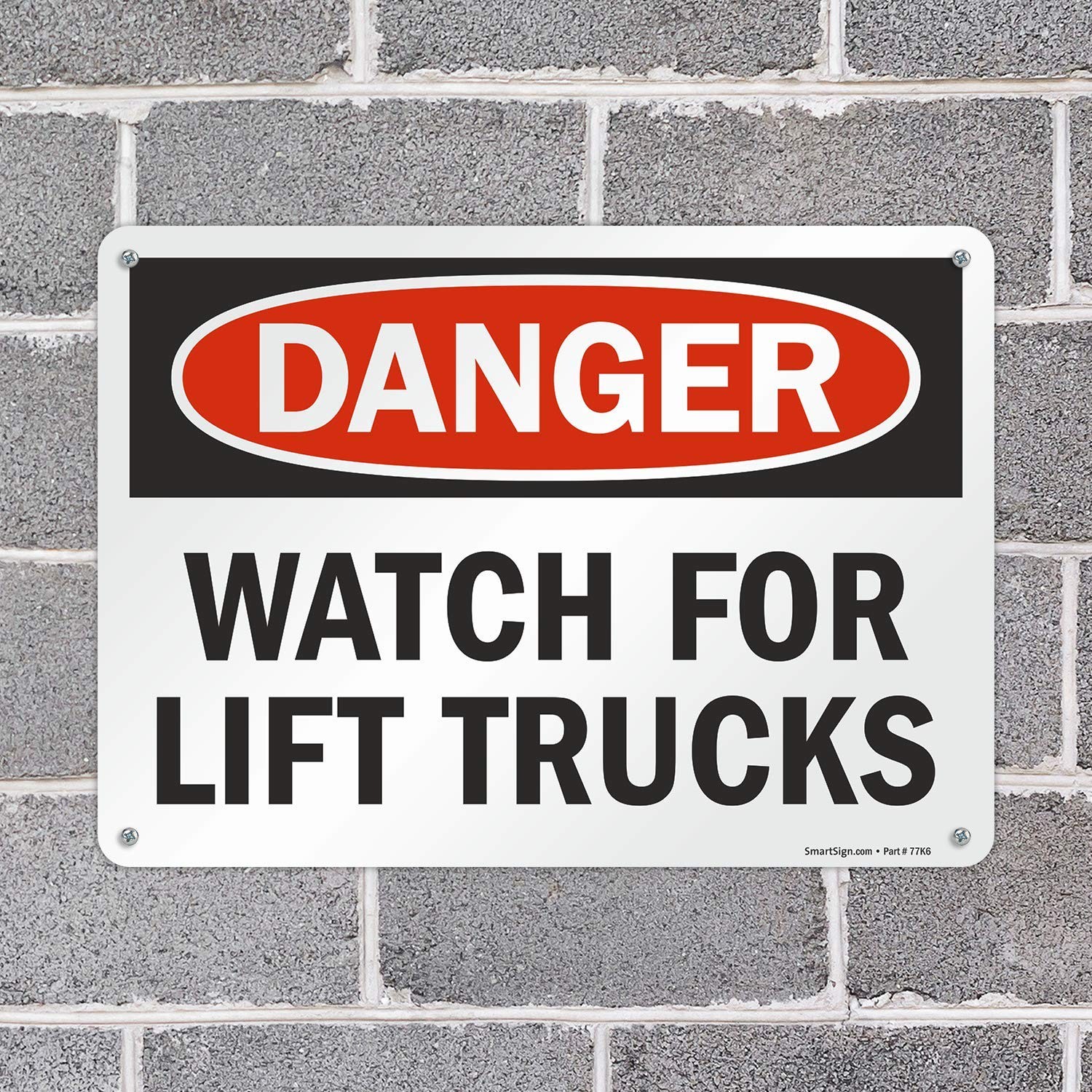 “Danger – Watch For Lift Trucks” Sign | 10″ x 14″ Aluminum