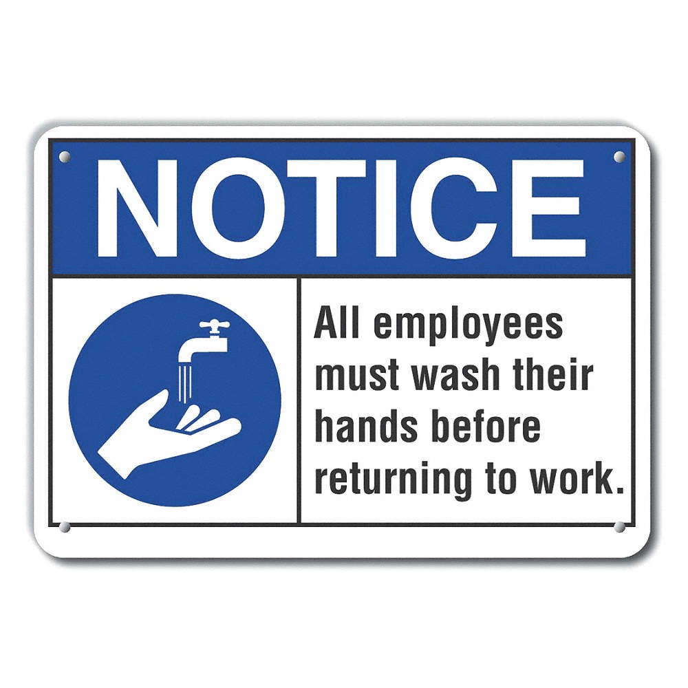 LYLE LCU5-0002-NP_14X10 Plastic Wash Hands Notice Sign,10x14in 64NL23