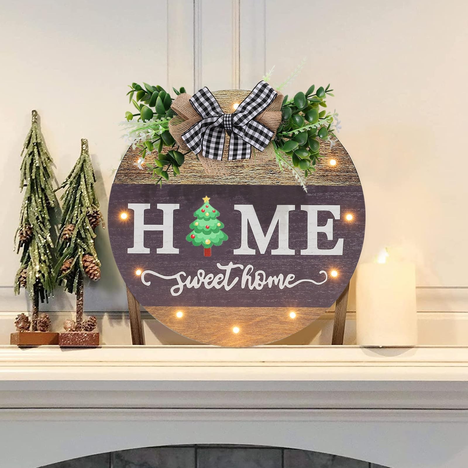 Interchangeable Welcome Sign for Front Door with 14 Changeable Icons, Farmhou…