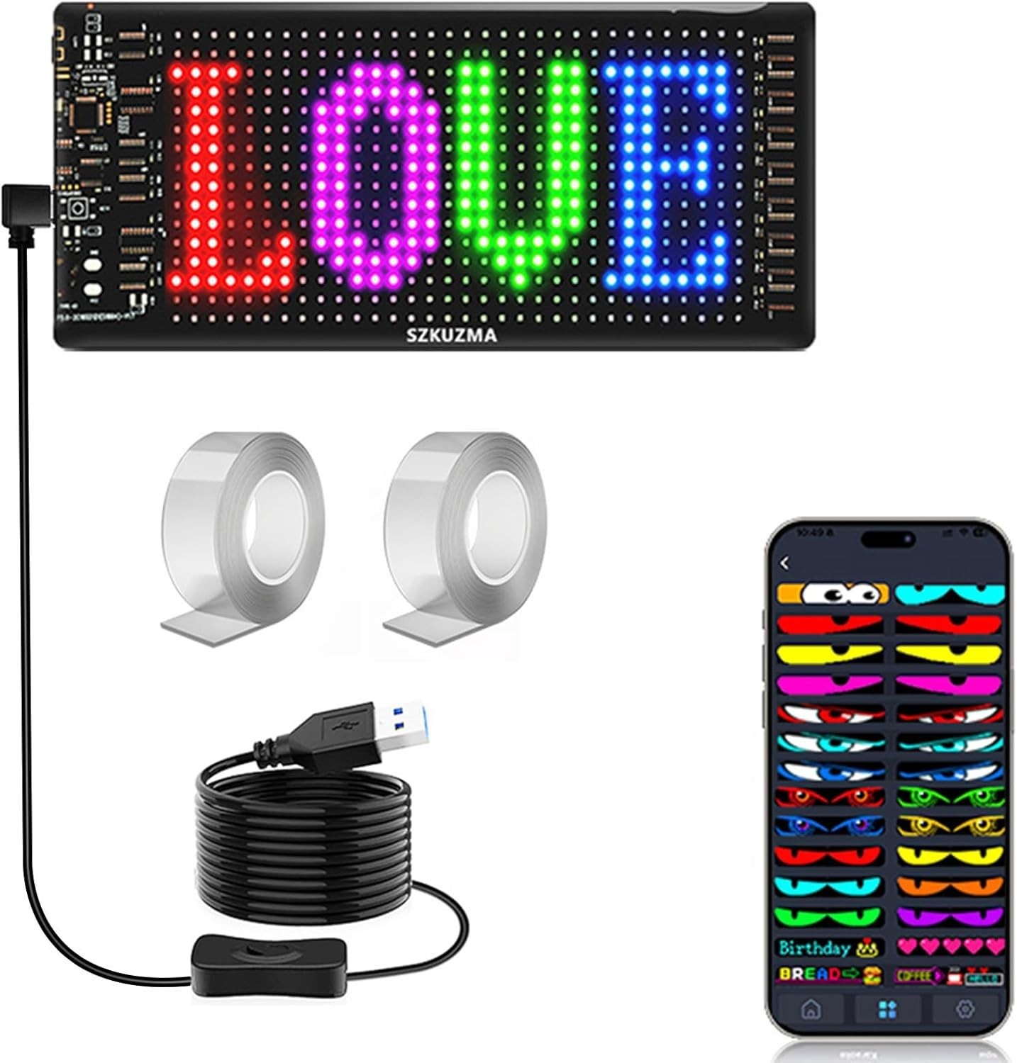 7″ x 3″ Flexible LED Matrix Panel – Waterproof with App Control & Animation