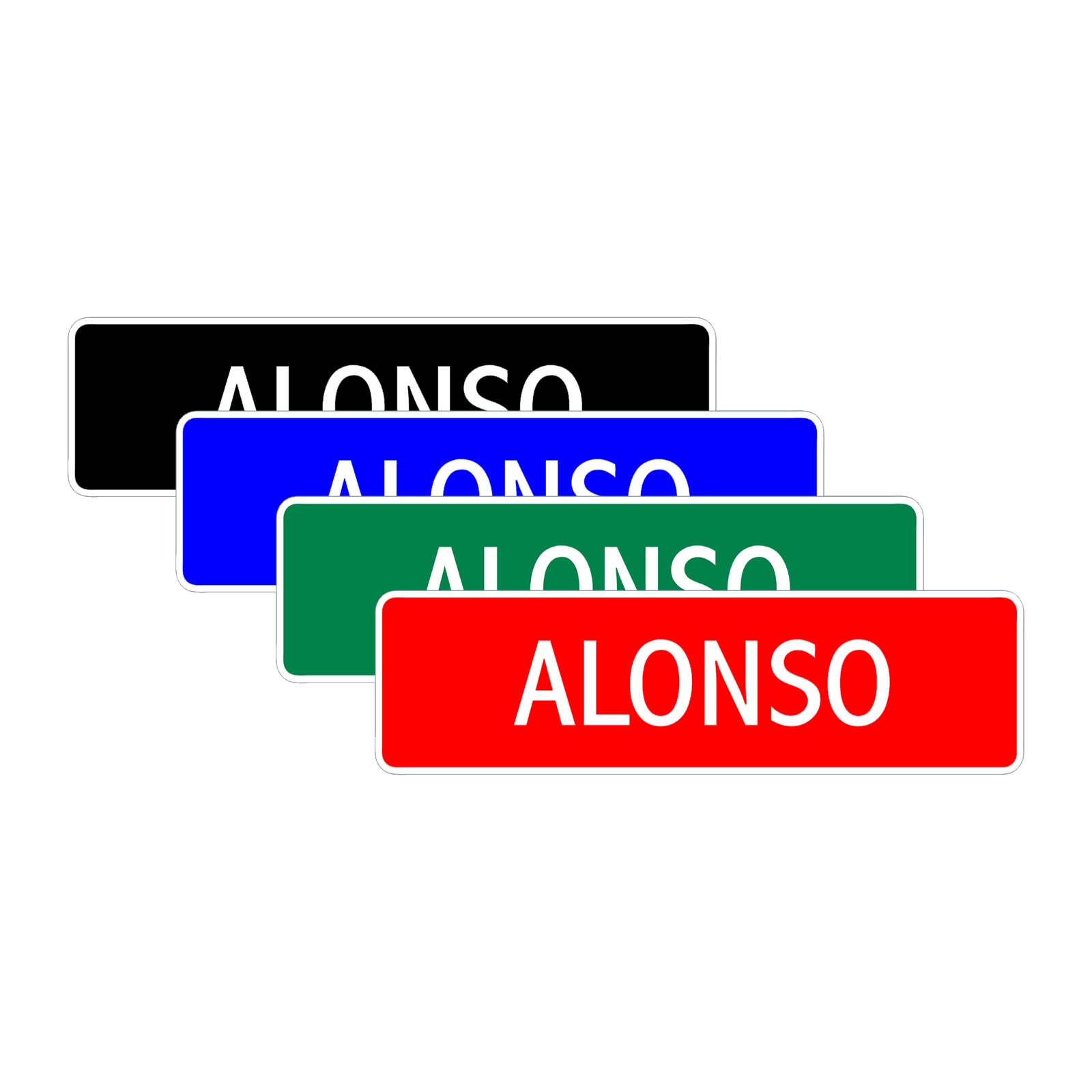 Alonso Boys Name Letter Printed Label Wall Art Decor Novelty Aluminum Metal Sign