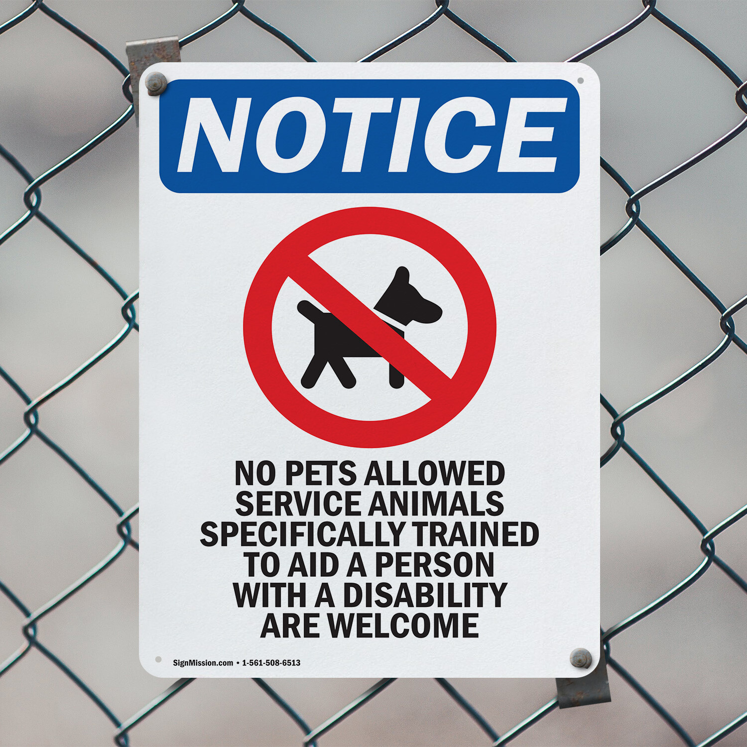(2 Pack) No Pets Allowed Service OSHA Notice Sign Decal Metal Plastic