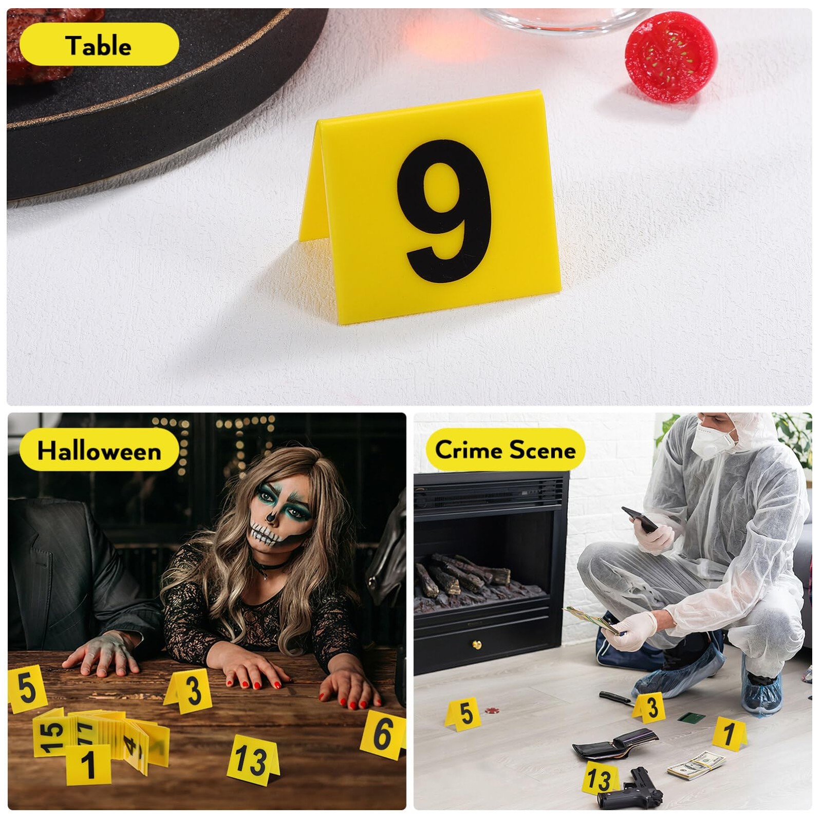 Crime Scene Decorations 15Pcs Evidence Markers Crime Scene Markers Tents 1-15…