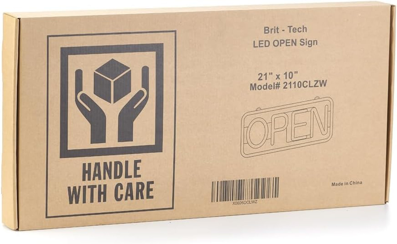 Brittech 21” X 10” Ultra Bright LED Neon Open Sign – Remote Controlled – Get Y