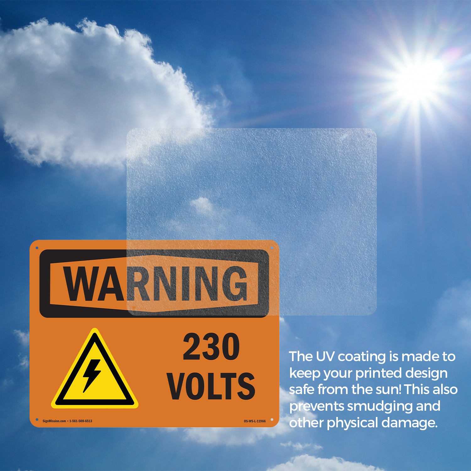 230 Volts With Symbol OSHA WARNING Sign Metal, Plastic, Or Decal – 5 or 10 Pack