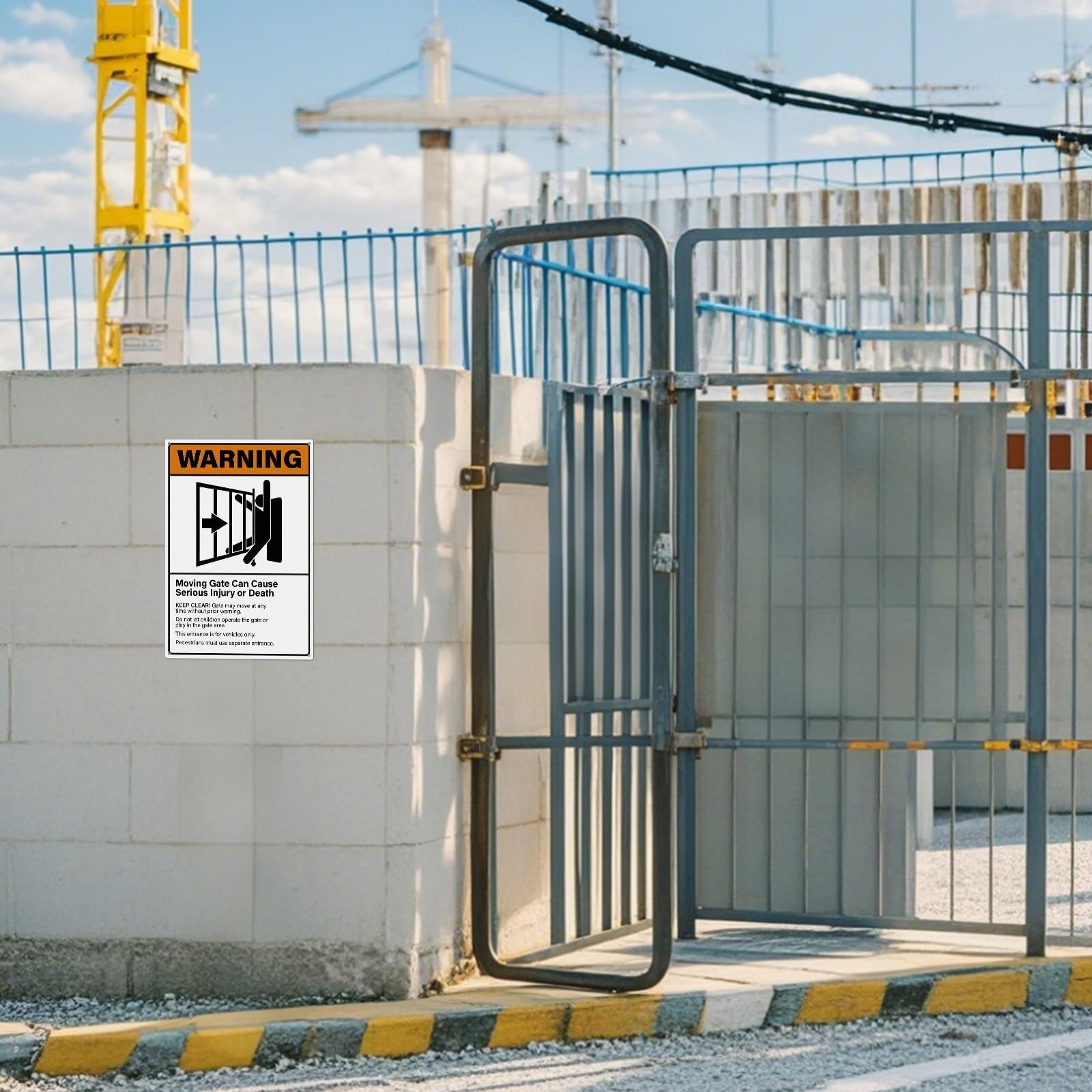 2 Pack Warning Moving Gate Signs 10×14 Inches Pre-Drilled Holes Waterproof