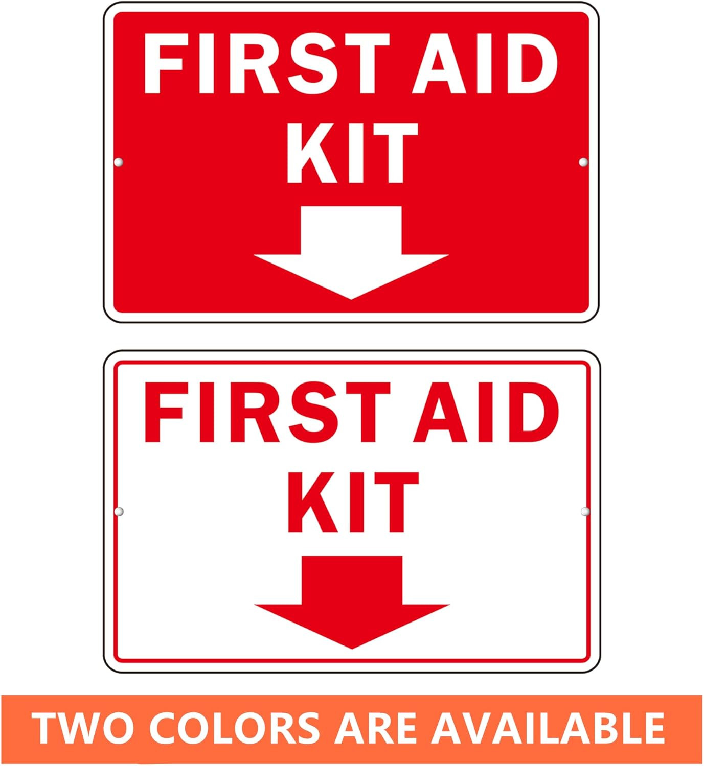 , (2 Pack) Self Adhesive First Aid Kit Sign for Wall, Aluminum Metal Signs with
