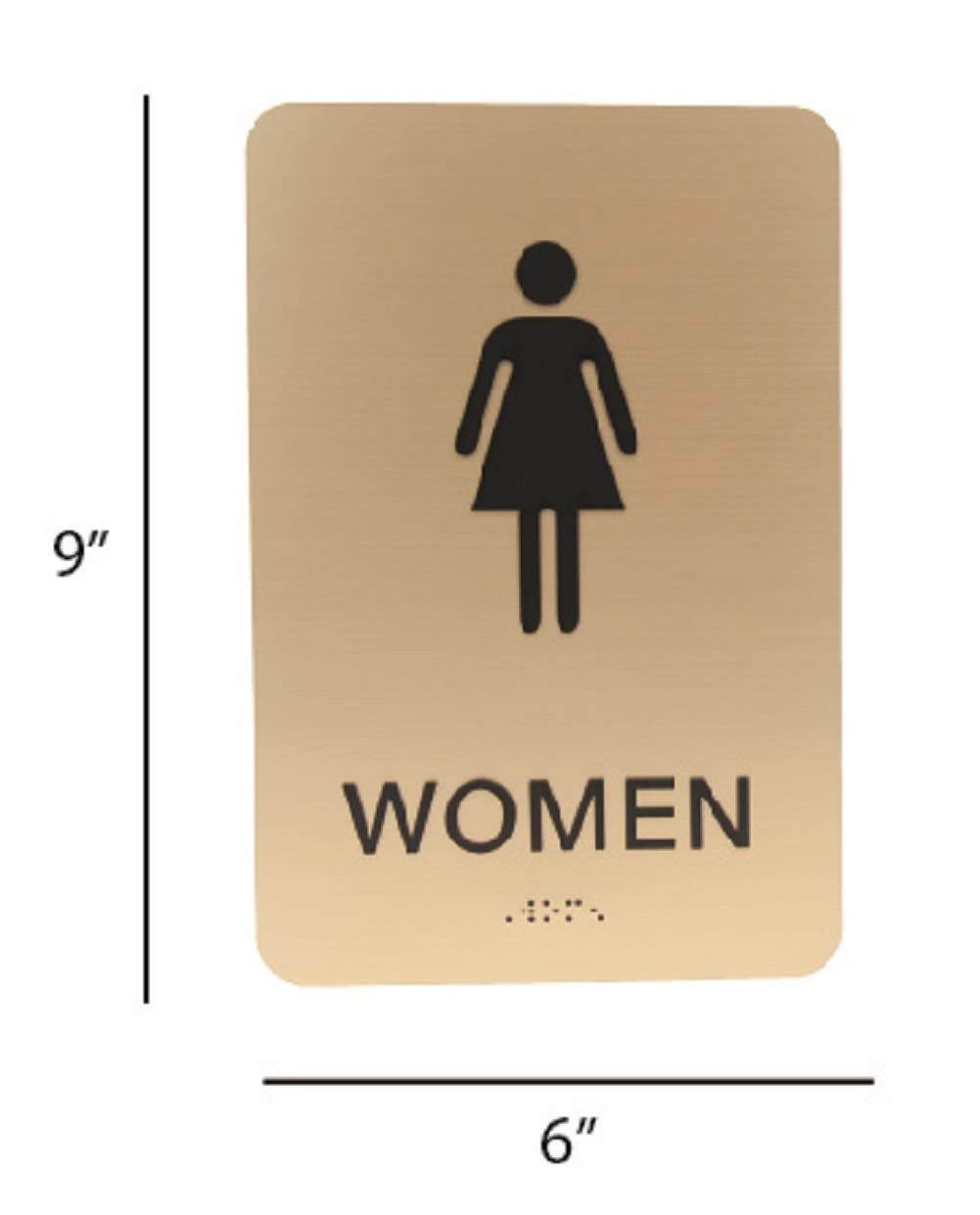 Non-Accessible Wheelchair Men and Women ADA Restroom Sign Set Braille Gold