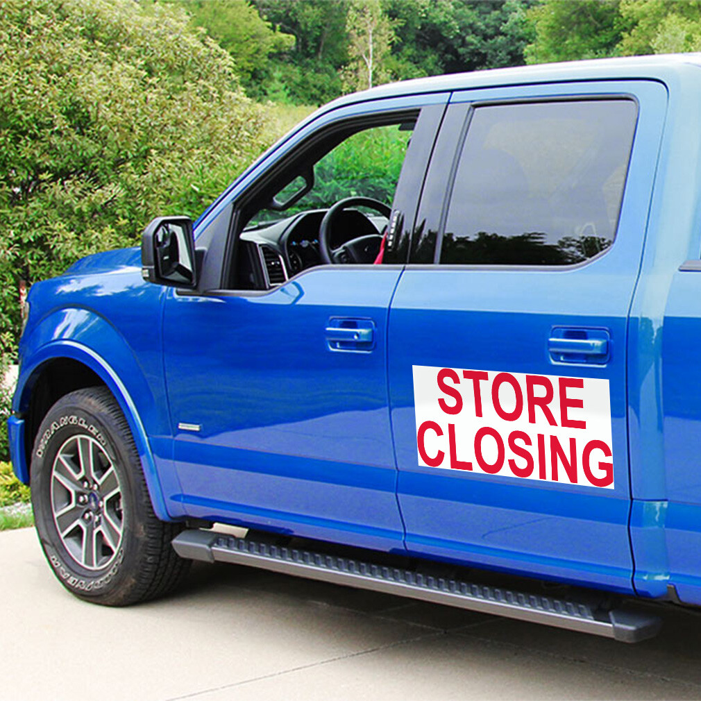 Car Magnet Set of 2 Store Closing Red Car Advertising Industrial Sign