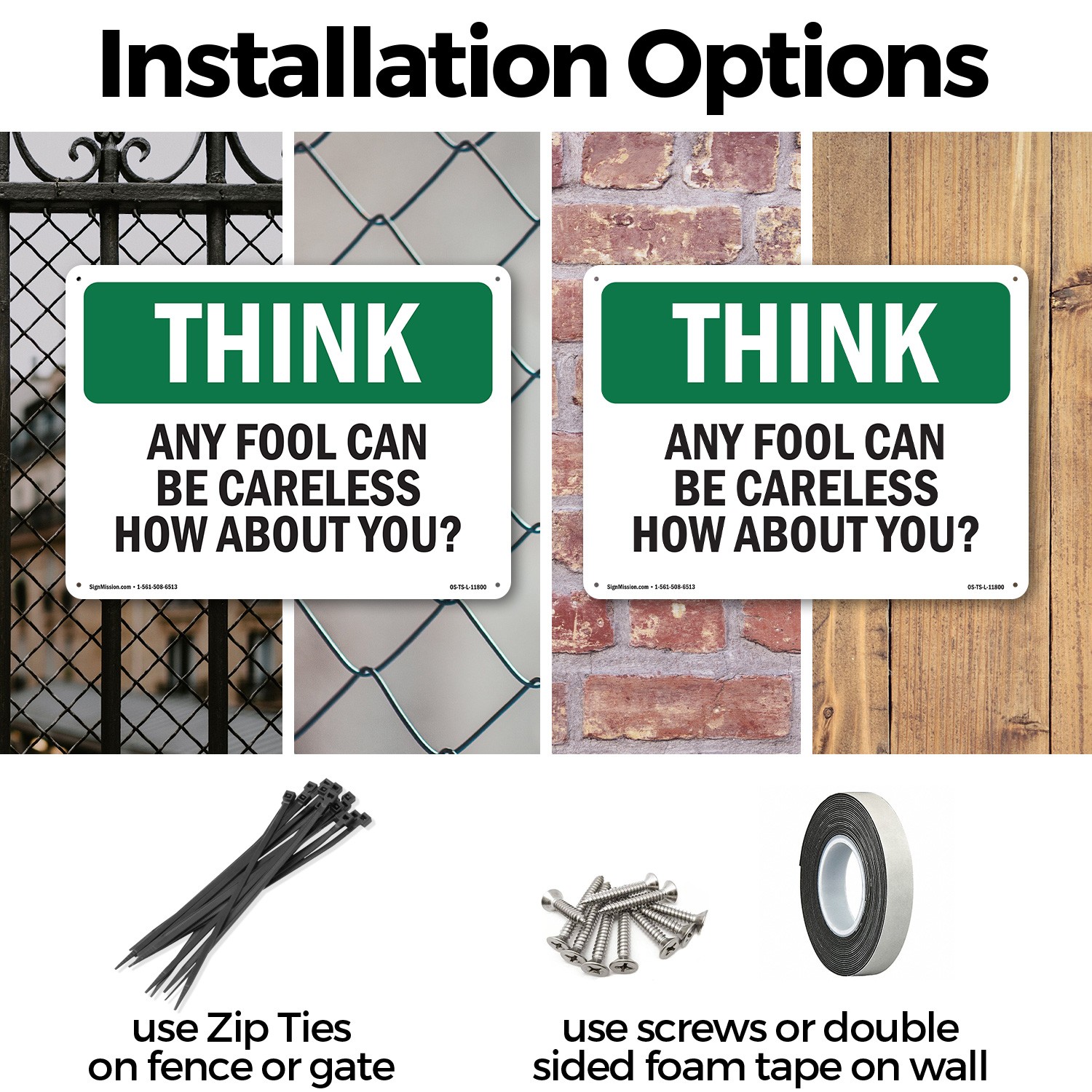 Any Fool Can Be Careless How About You OSHA Think Sign Or Decal – 5 or 10 Pack