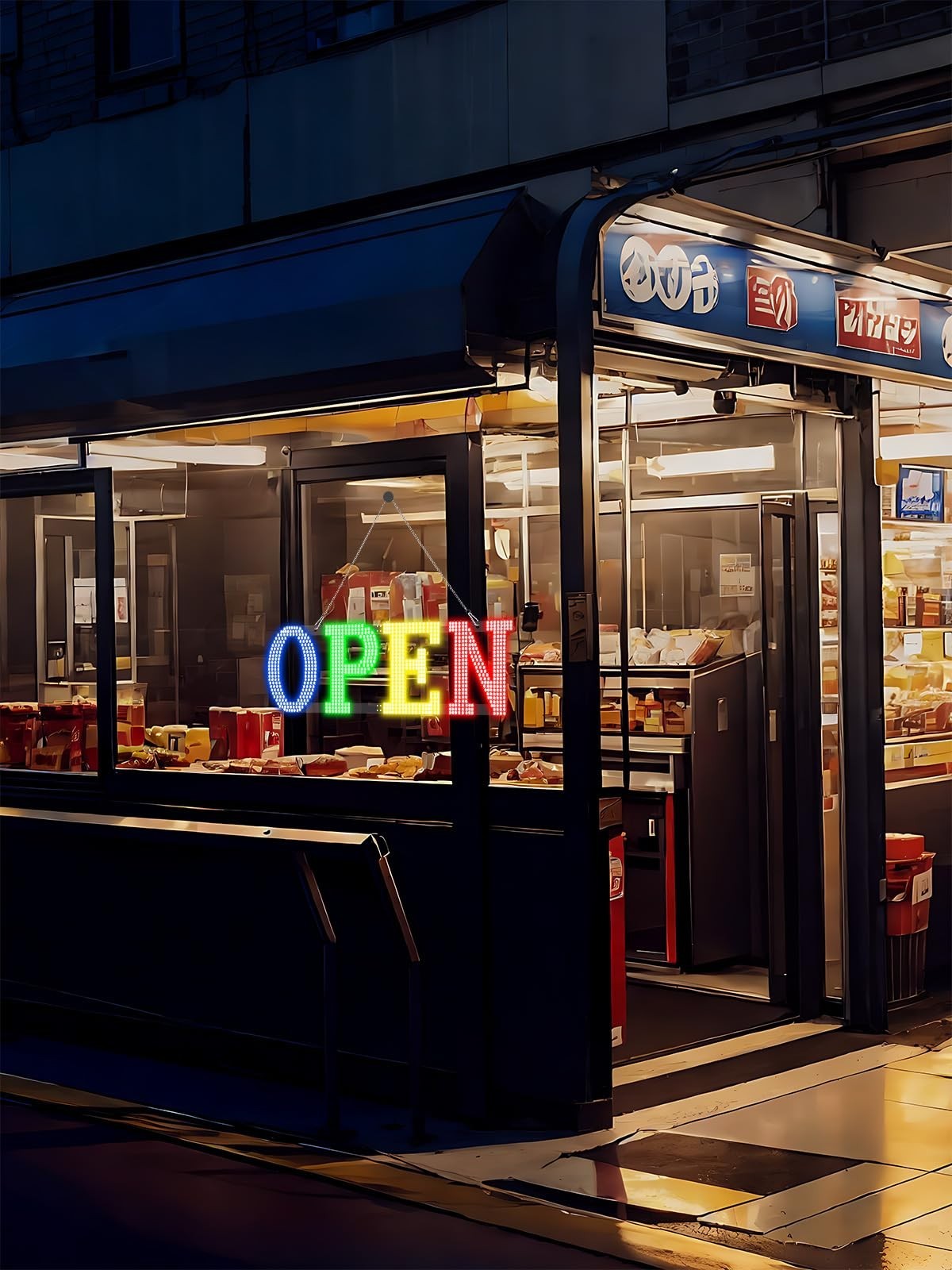 Ultra Bright LED Open Sign – 40″x14″ Business Hours Display for Store, Bar, Salo