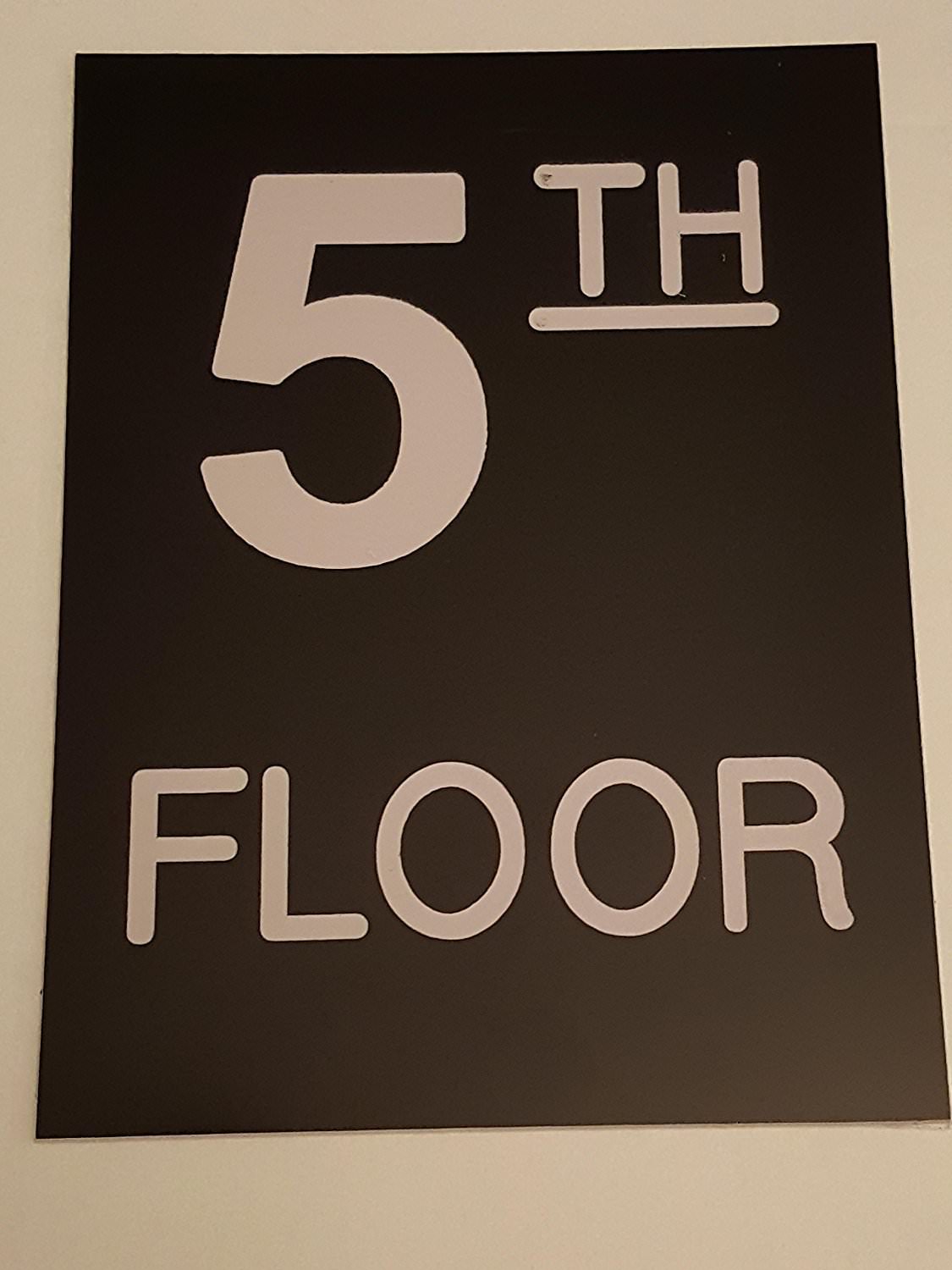 Floor number Five (5) sign Engraved Plastic-REF24-1027