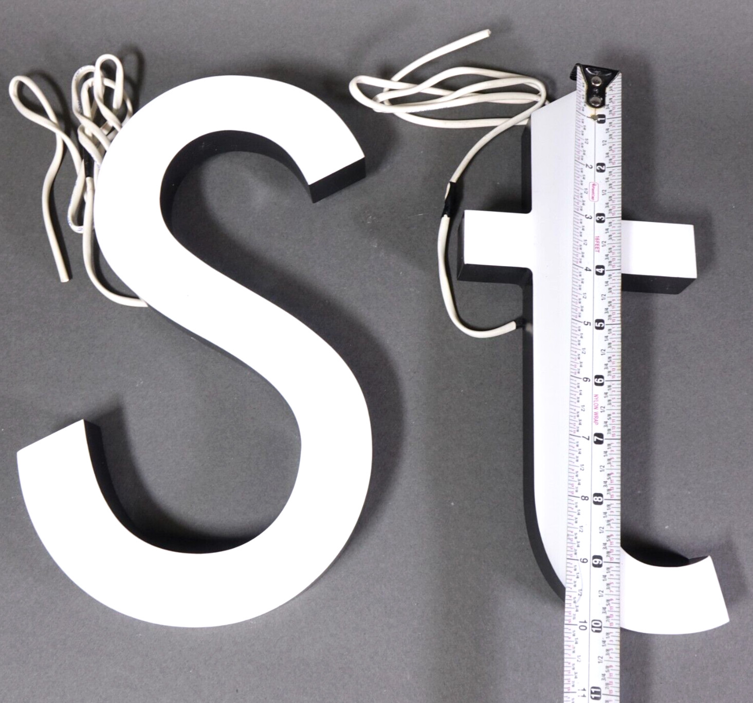 10″ Letters Store Sign Can Be Illuminated White Black 1″ Thick Plastic