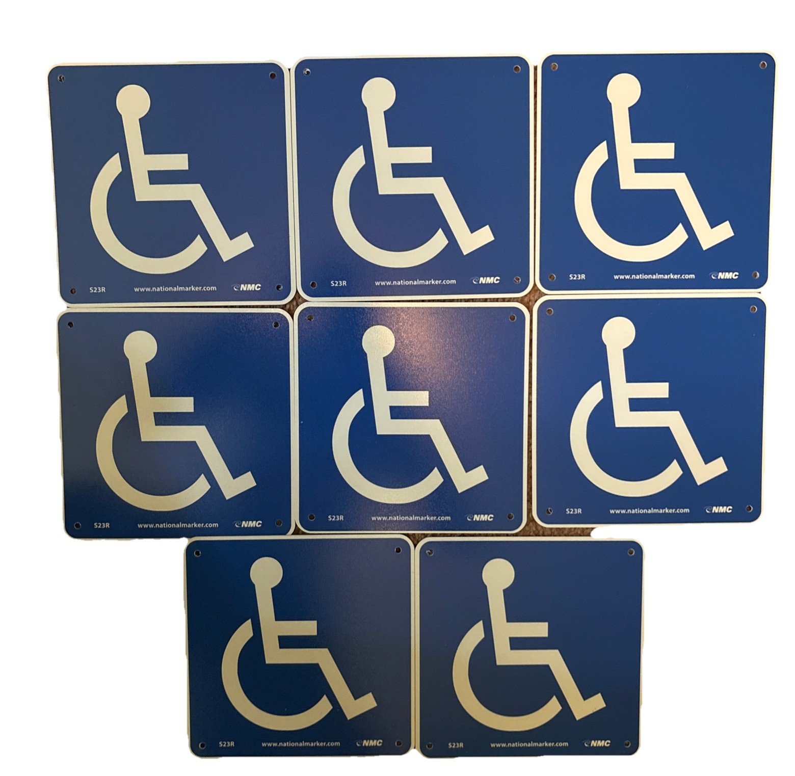 8 NMC S23R Office Sign, Handicapped Graphic 7”x 7” Lot Of 8 Rigid Plastic