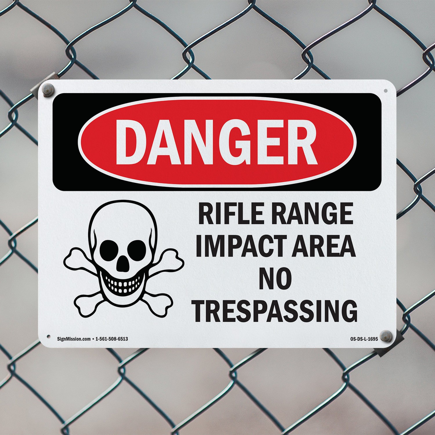 Rifle Range Impact Area No Trespassing OSHA Danger Sign Or Decal – 5 or 10 Pack