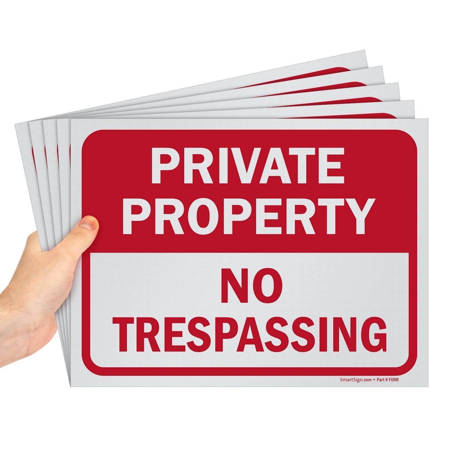 Private Property No Trespassing Sign, 9″ x 12″ Polystyrene Plastic (Pack of 5…