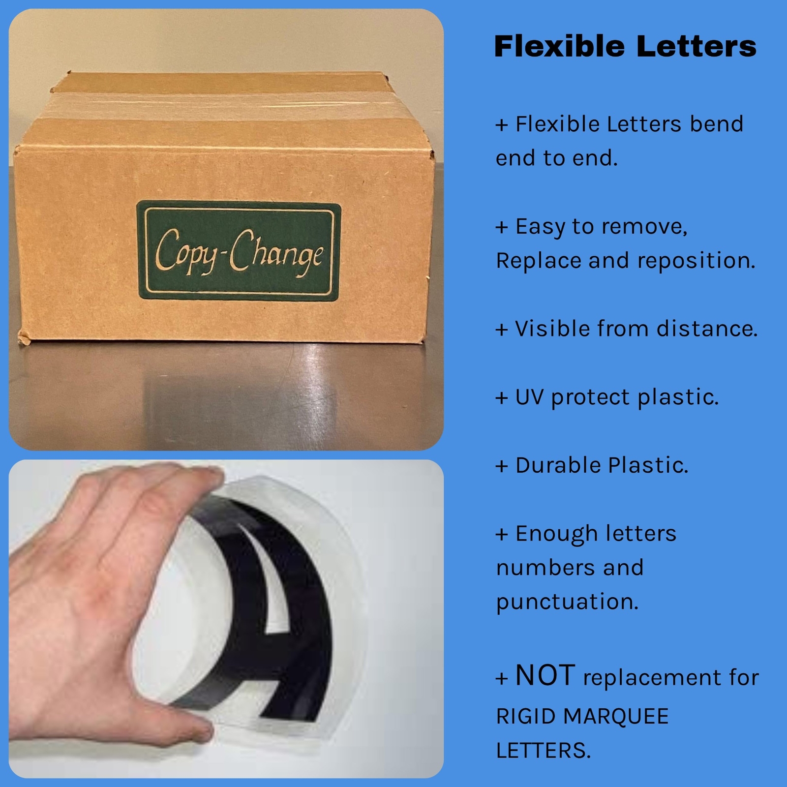 Changeable Outdoor Sign Flexible Letters – Condensed Style – 8″ x 8-15/16″