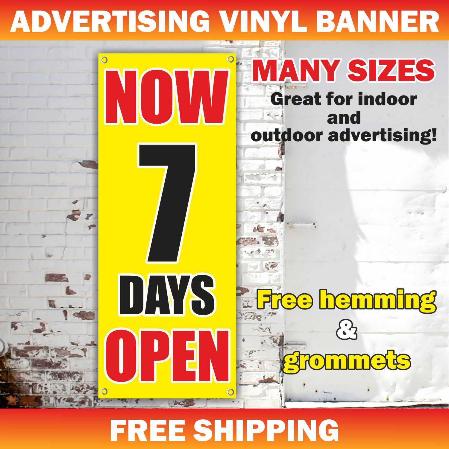 NOW OPEN 7 DAYS Advertising Banner Vinyl Mesh Sign Business Hours Store Welcome