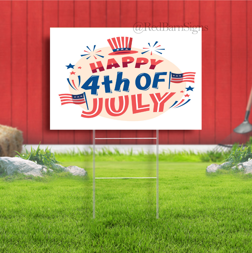 4th of july – USA Independence day Indoor Outdoor Yard Sign with metal stakes