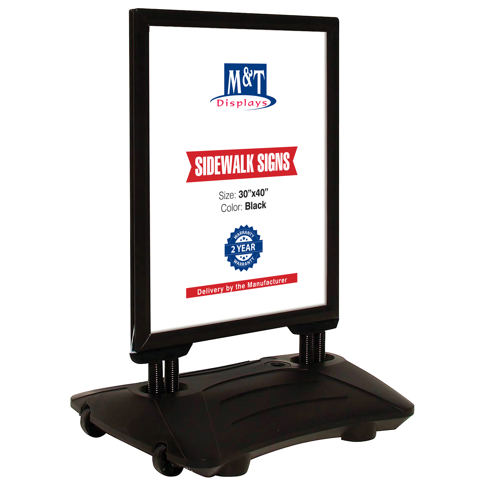 WindPro Weather Resistant Outdoor Sidewalk Sign Holder 30″x40″ Black Water Base