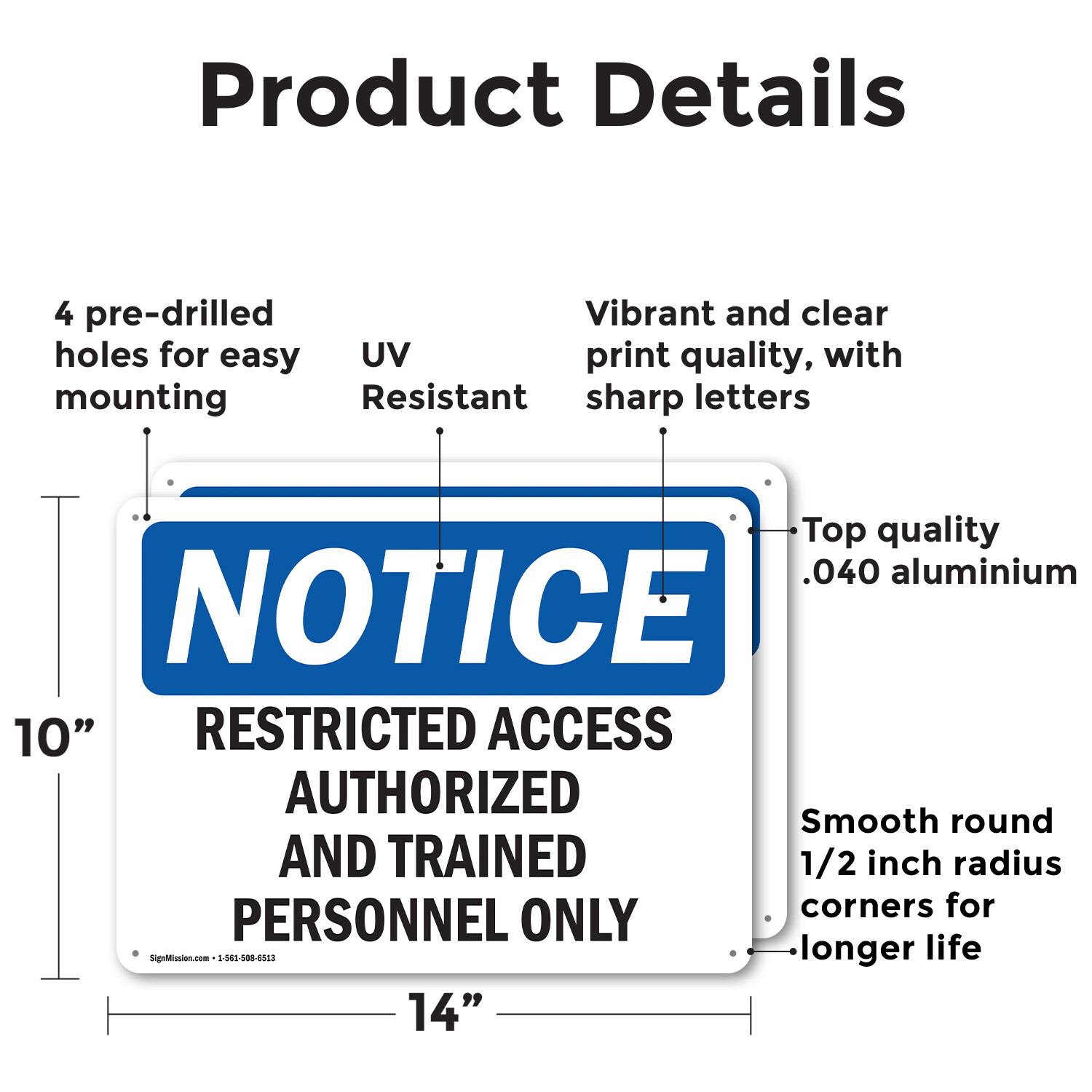 (2 Pack) Restricted Access Authorized And Trained OSHA Notice Sign Decal Metal