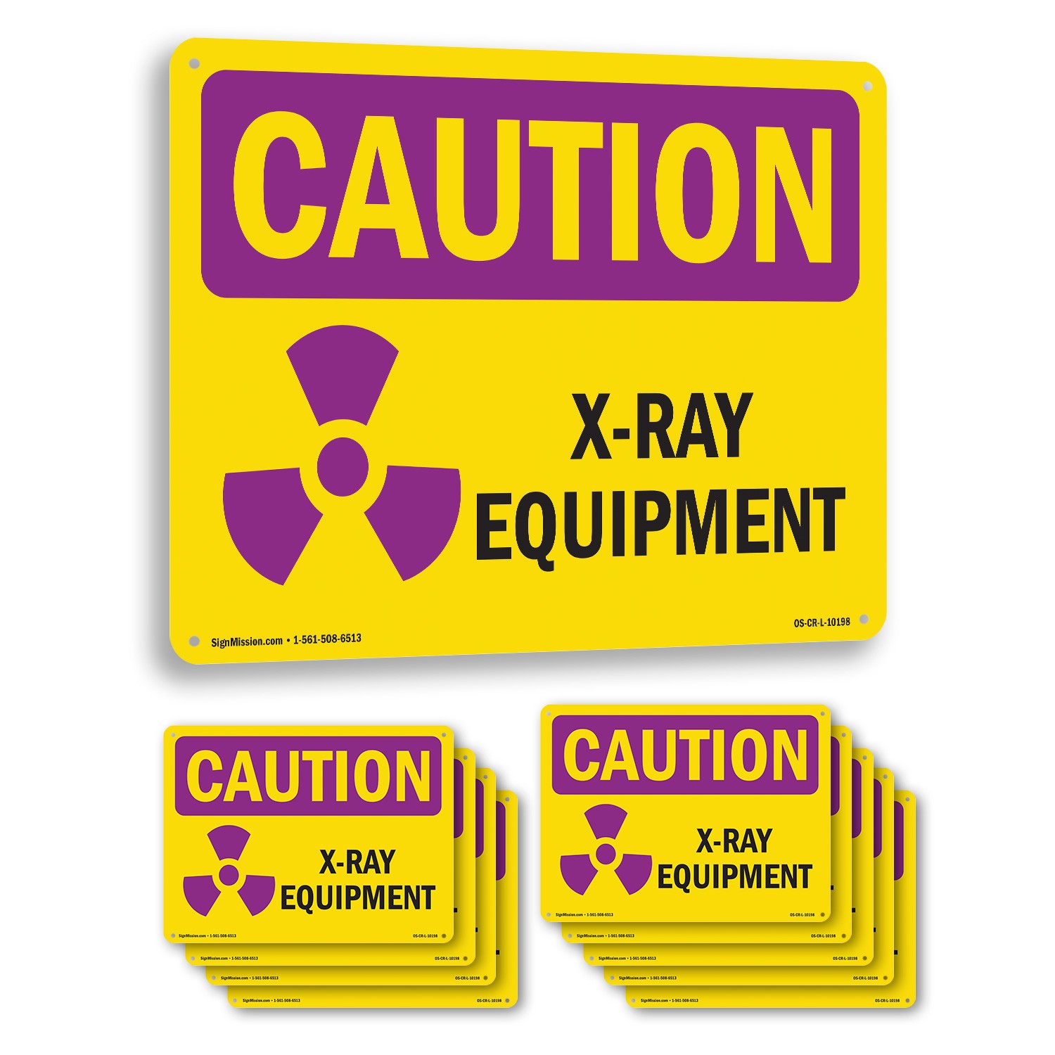X-Ray Equipment OSHA Caution Radiation Sign Metal, Plastic, Decal 5 or 10 Pack