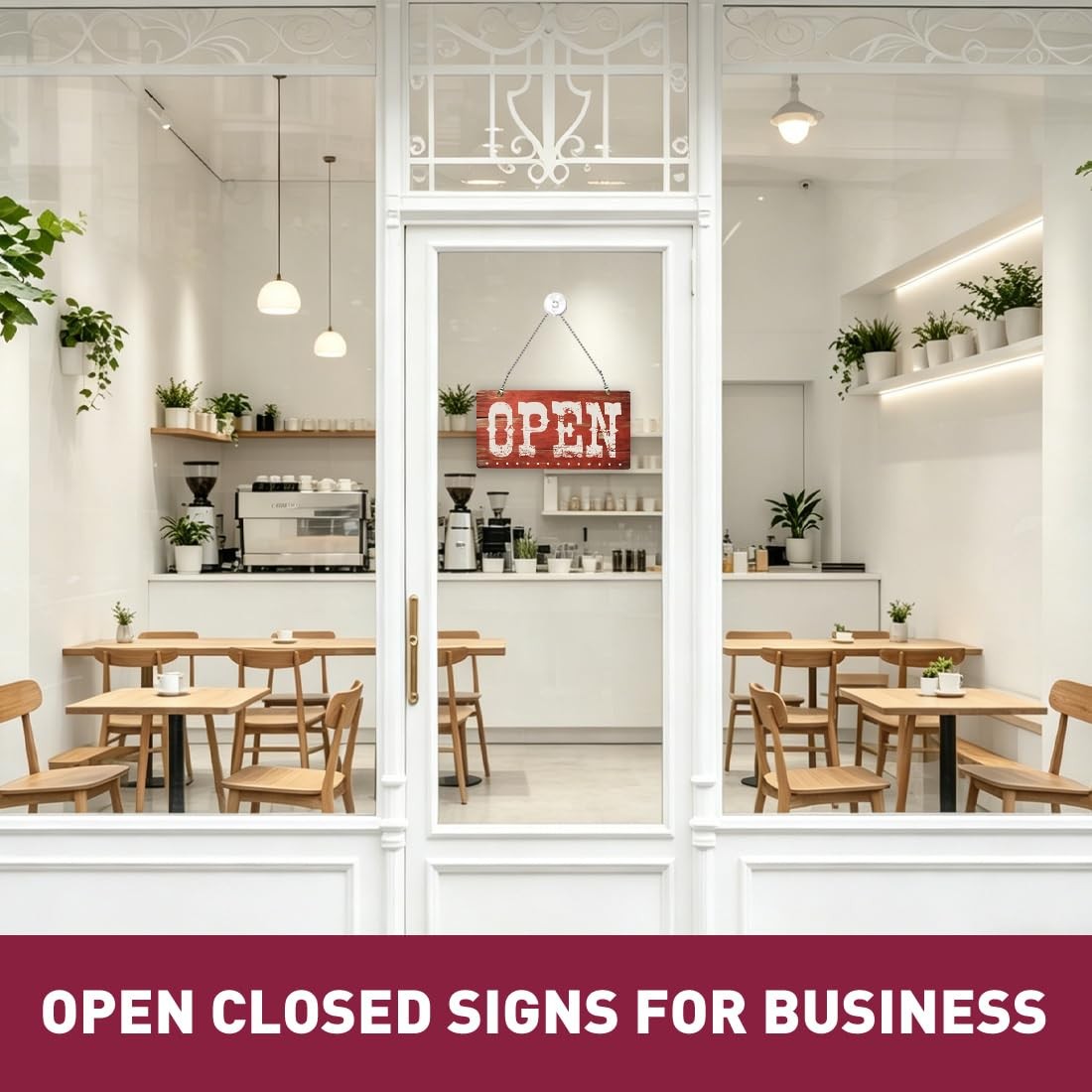 PLIGREAT Vintage Open Closed Sign, Double-Sided Open Closed Sign with Clock W…