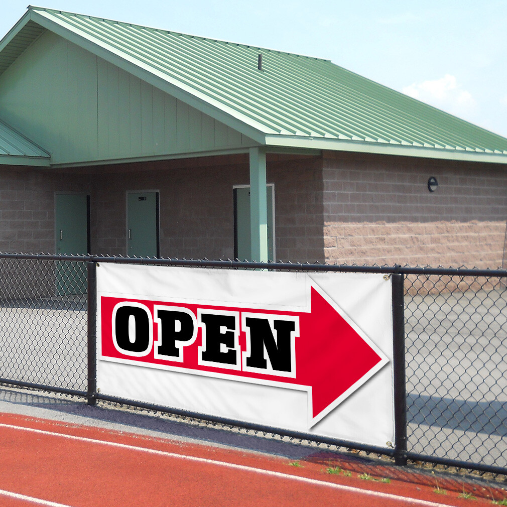 Vinyl Banner Multiple Sizes Open Arrow Right Business Business Outdoor