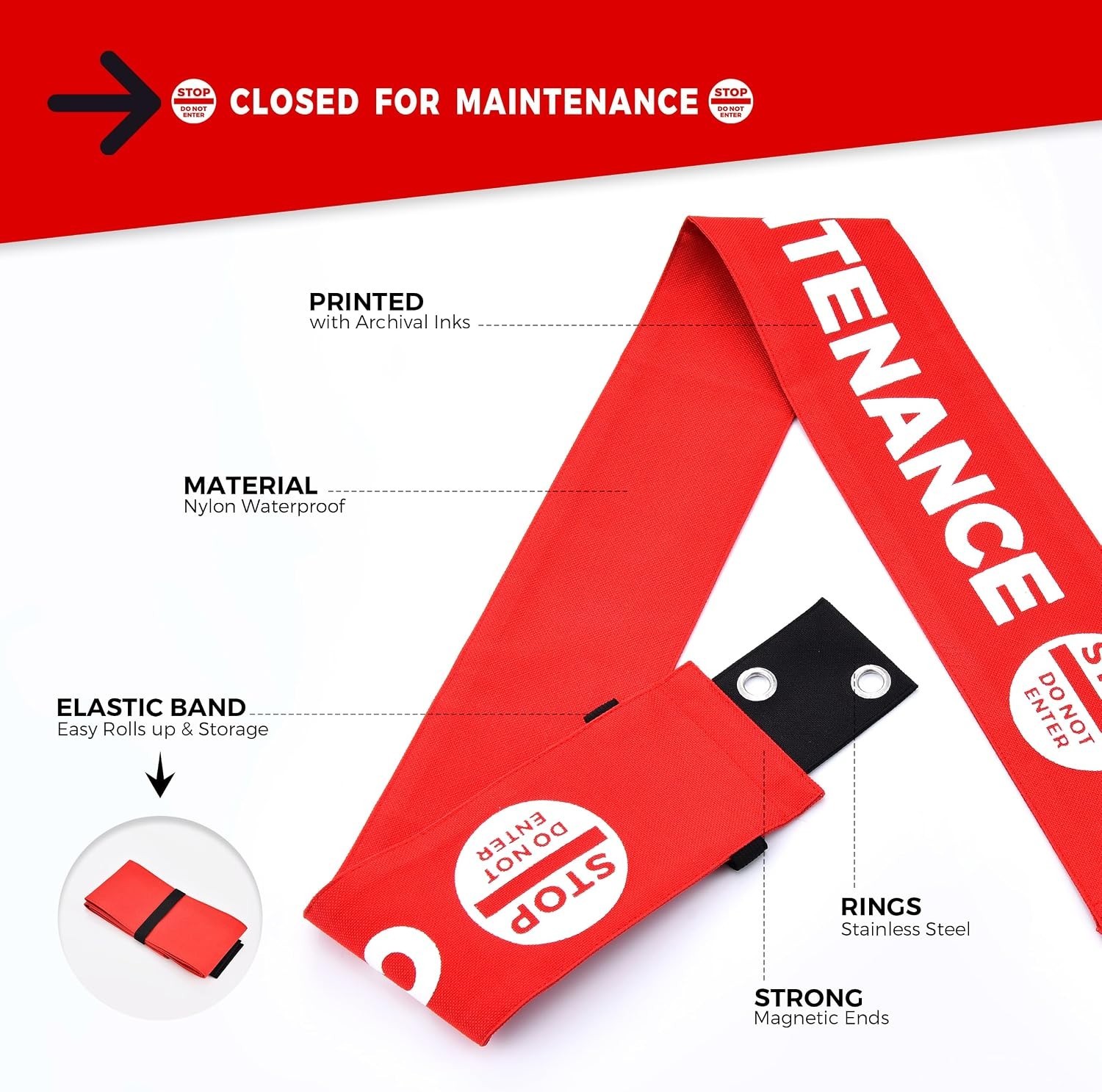 Durable Closed for Maintenance Signage – Suction Cup & Magnetic Mounts, 2 Pack