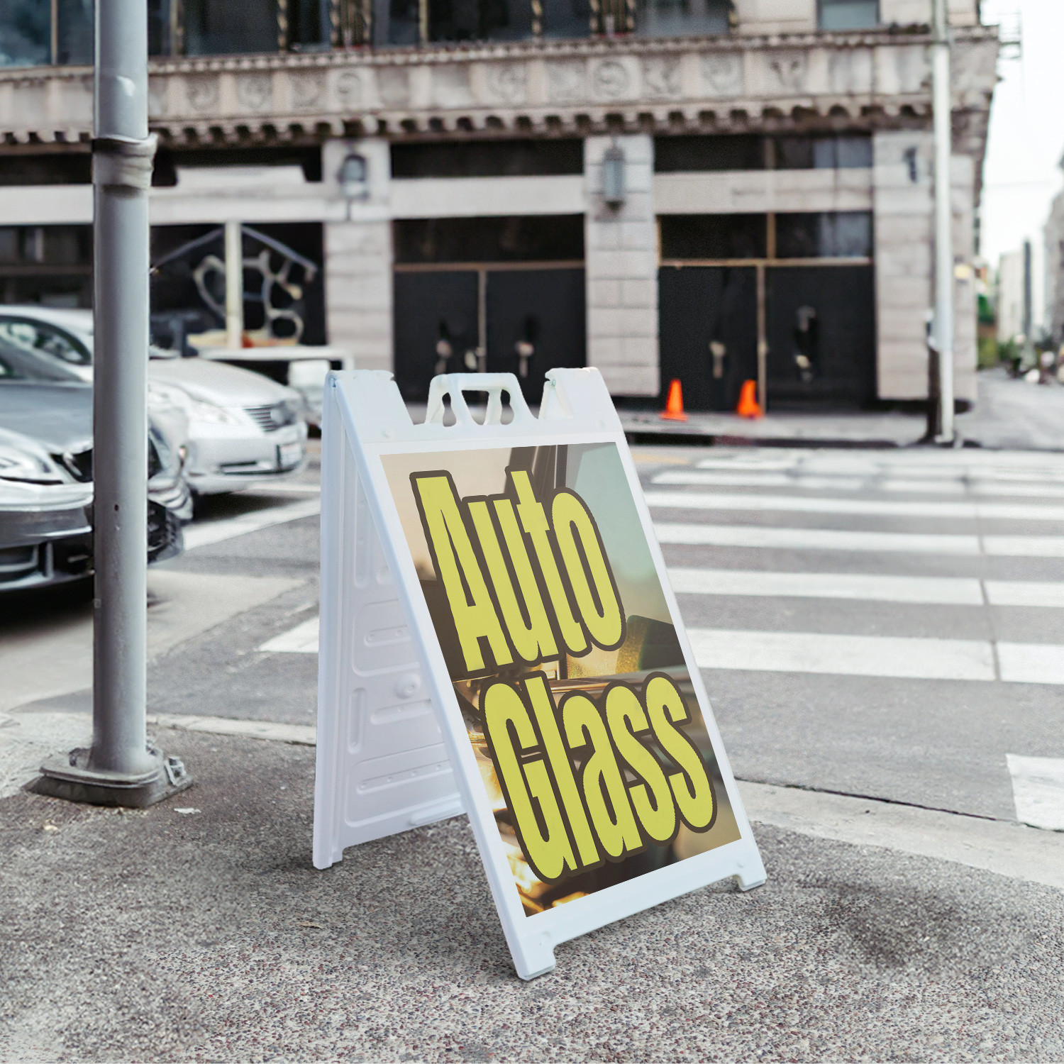 Auto Glass Heavy Duty A-Frame Sidewalk Sign Windshield Repair Replacement