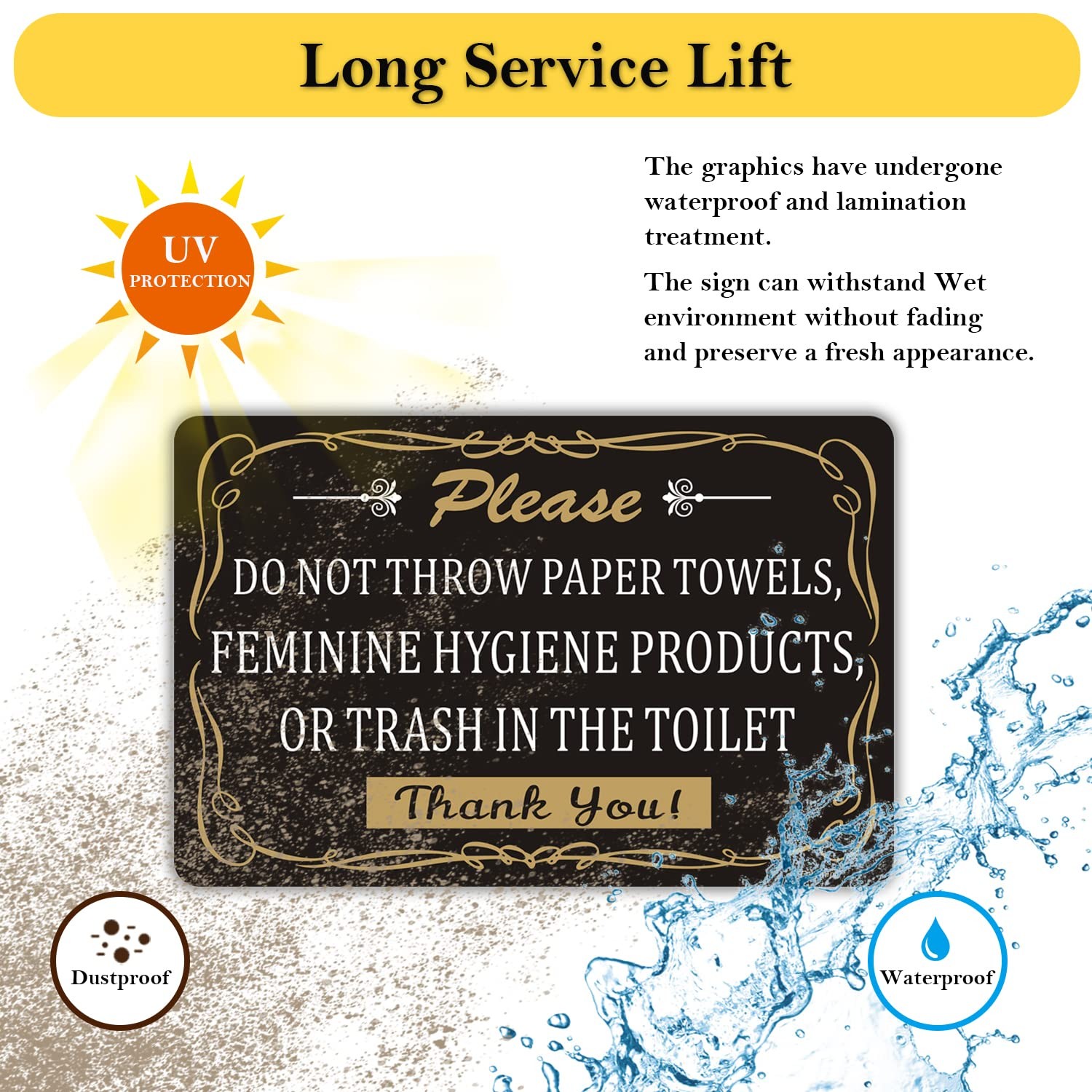 2 Pack Do Not Throw Paper Towels Feminine Hygiene Products Or Trash In The To…