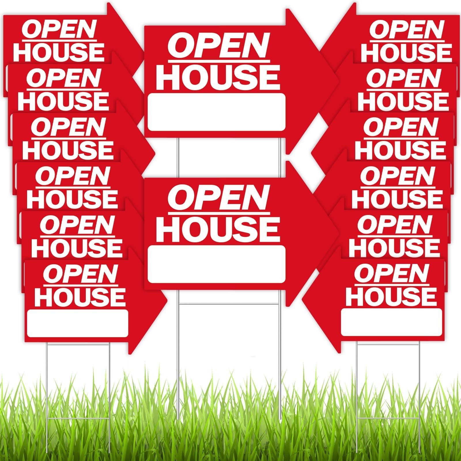 14 Pcs Open House Signs for Real Estate 18 X 24 Inch Double Sided Arrow Shape Di