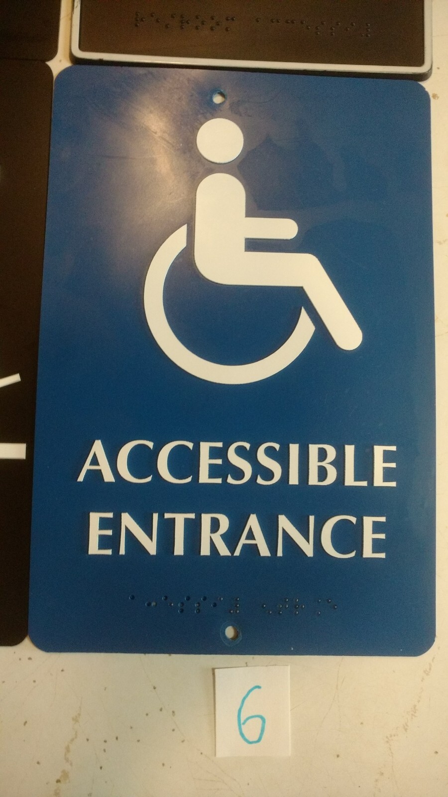 Lot of 6 Men and Women Handicap Braille Restroom and Exit Signs ADA Compliant