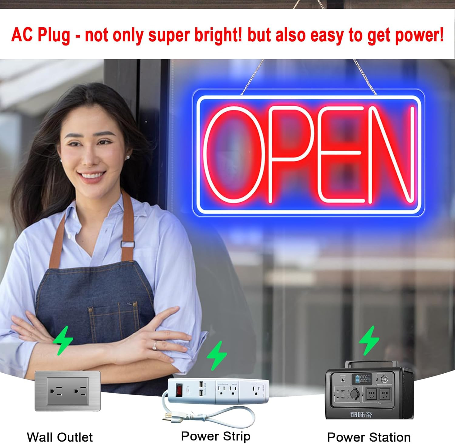 16.5″ X 9″ Led Neon Open Signs for Business – 12V/2A Ultra Bright Led Neon Sign