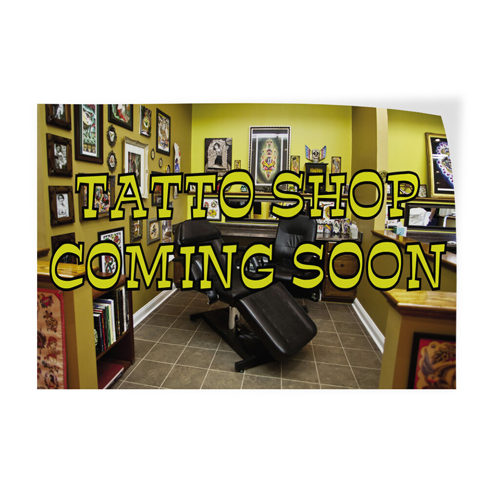 Decal Stickers Tattoo Shop Coming Soon Advertising Printing Store Sign Label