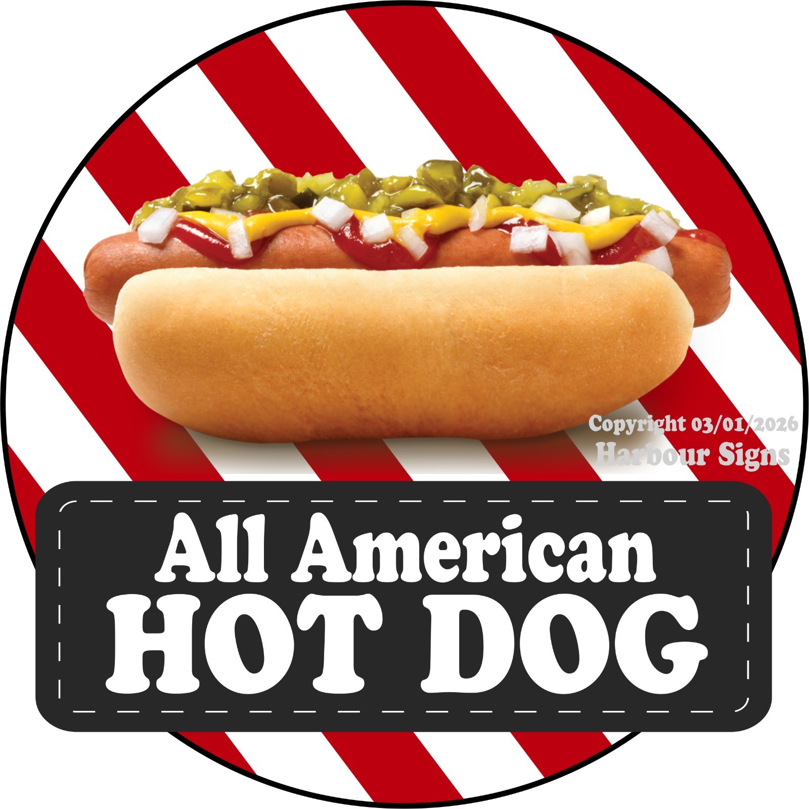 Hot Dog All American DECAL snack Concession Food Truck Sticker sc