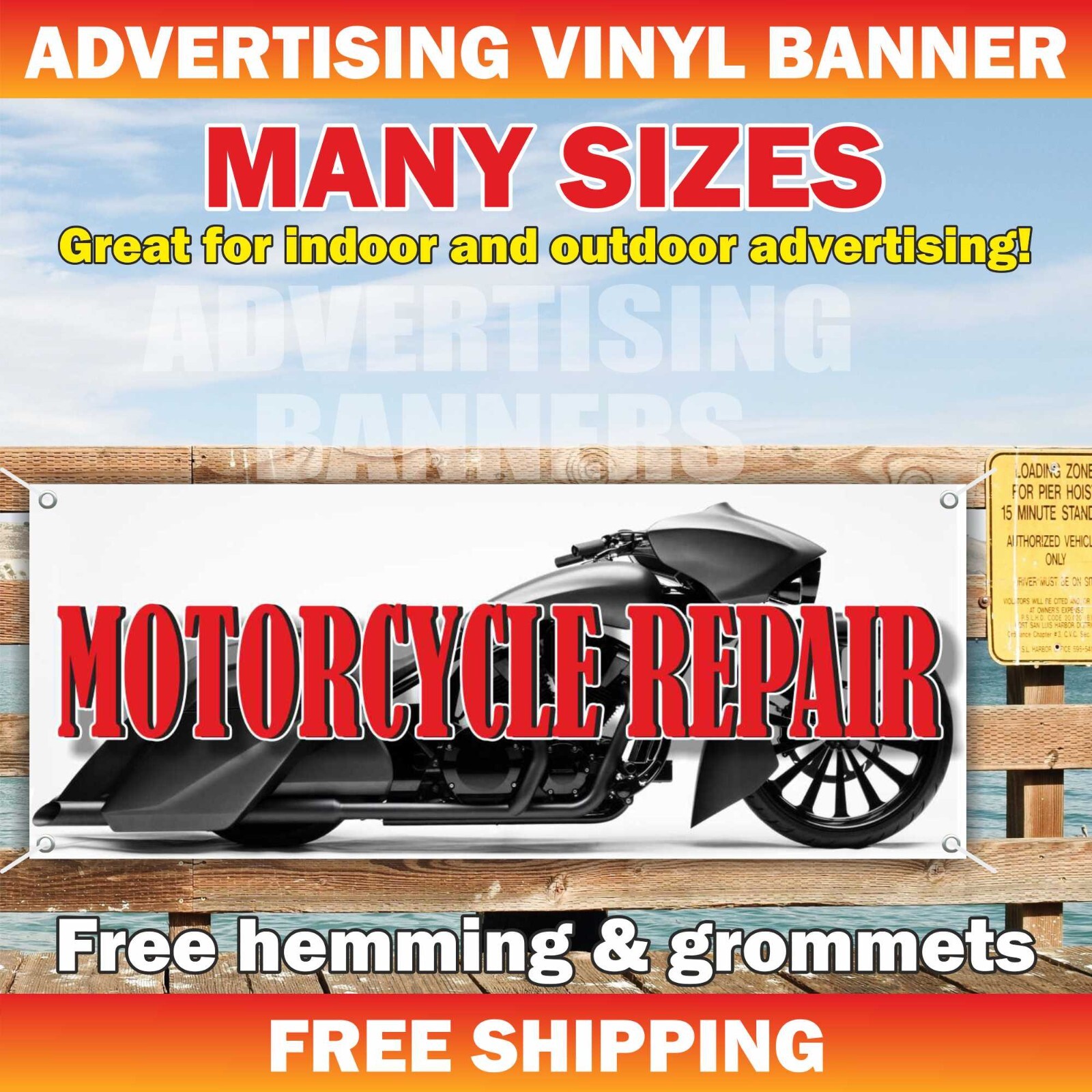 Motorcycle Repair Advertising Banner Vinyl Mesh Sign Sales Service Car auto Fix