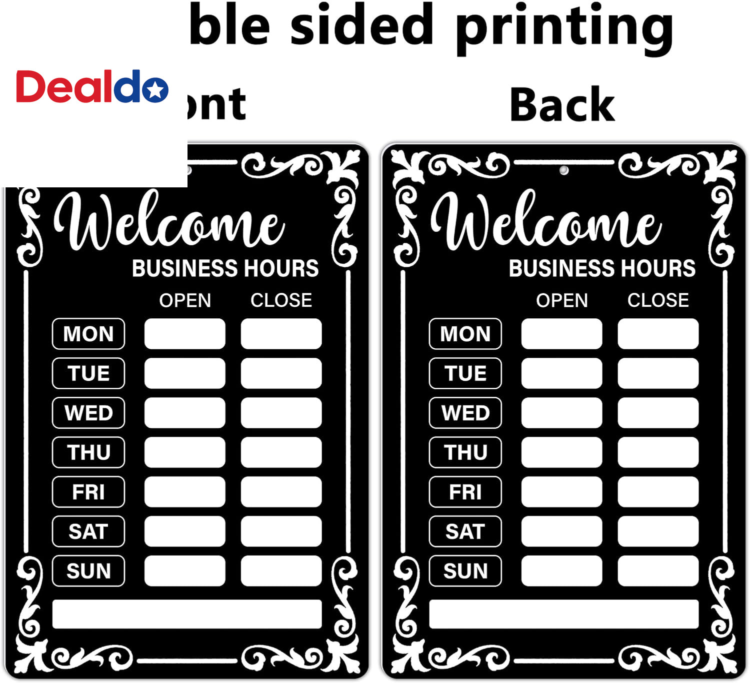 2Pcs Business Hours Sign Changeable Store Time Mark with Stickers for Coffee Bar