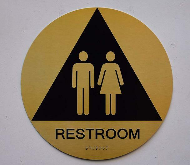 Unisex Restroom CA 128 Gold (Aluminum, Gold/Black, Size q12) -REF24-1027