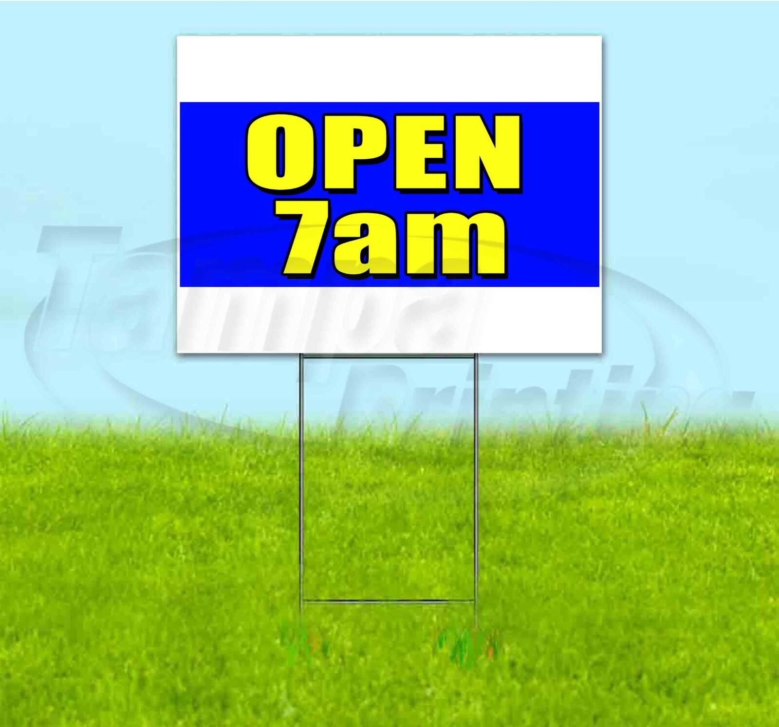 OPEN 7AM 18×24 Yard Sign WITH STAKE Corrugated Bandit USA BUSINESS HOURS