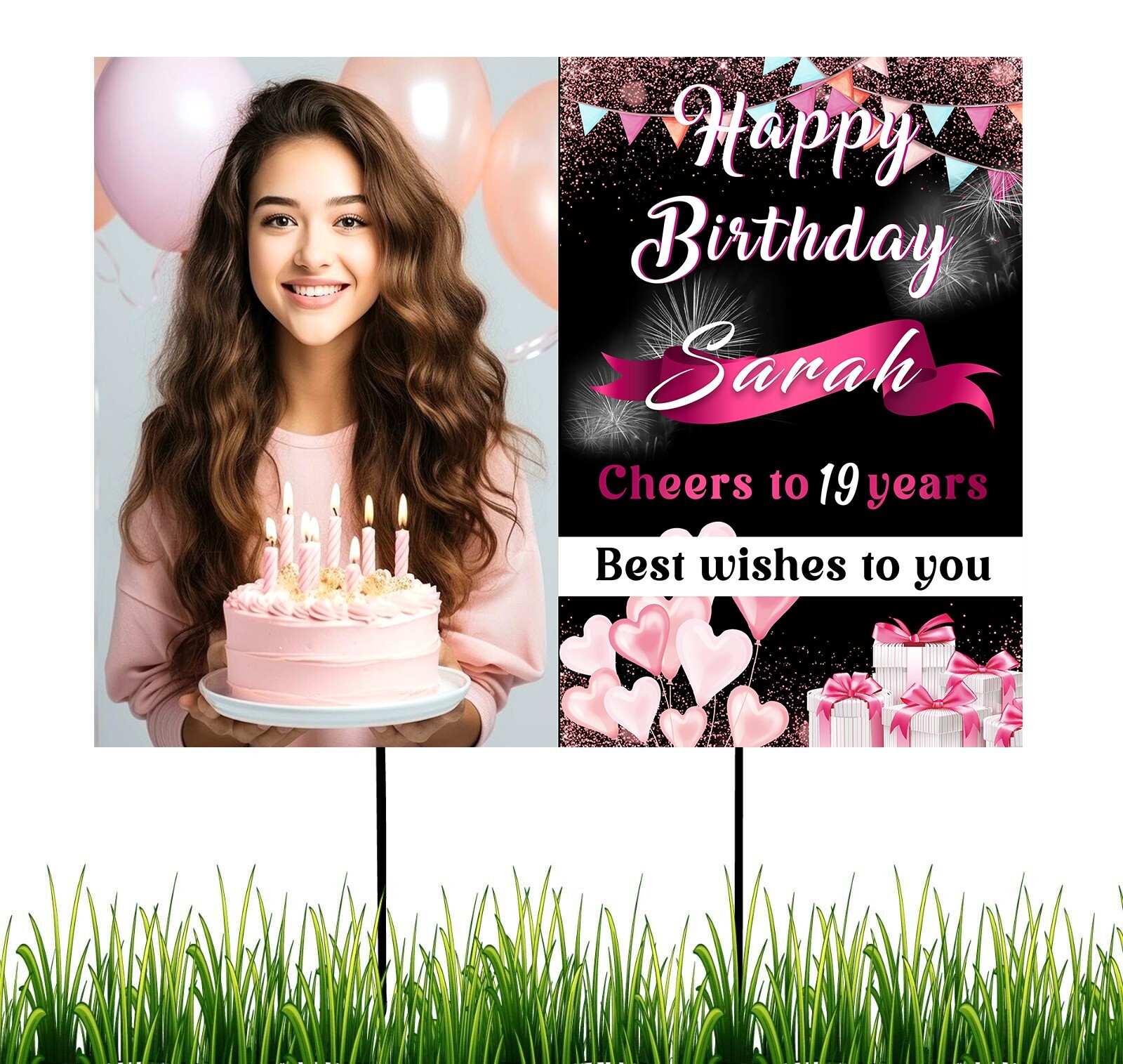 Personalized Birthday Yard Sign with Photo, Decoration Outdoor Garden Home, Sign
