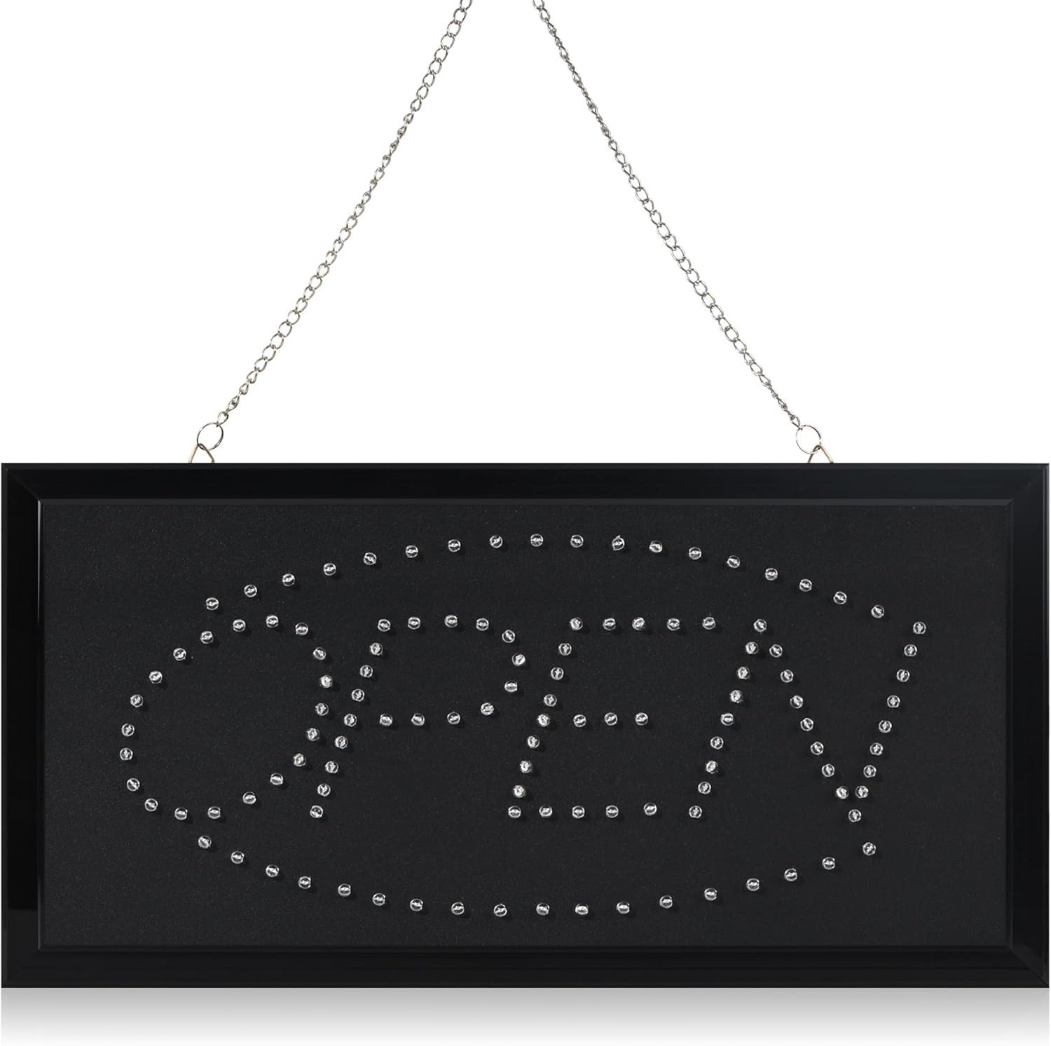 Modern Green/Red LED Neon Open Sign, 19×10 Inches with Hanging Chain Included