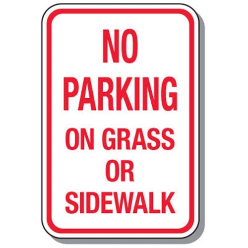No Parking Signs – No Parking On Grass Or Sidewalk