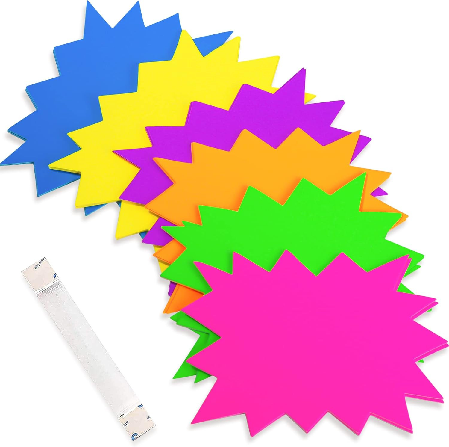 90 PCS Starburst Signs Fluorescent Neon Signs Blank Star Shape Retail Sale Tags