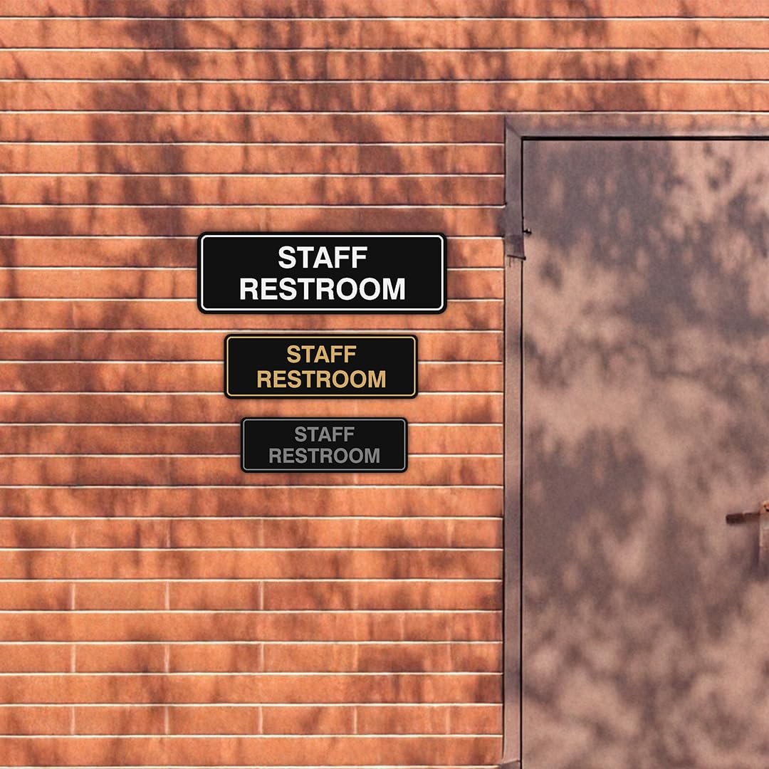 Standard Staff Restroom Sign Durable Wall Door Medium Brushed Gold Commercial