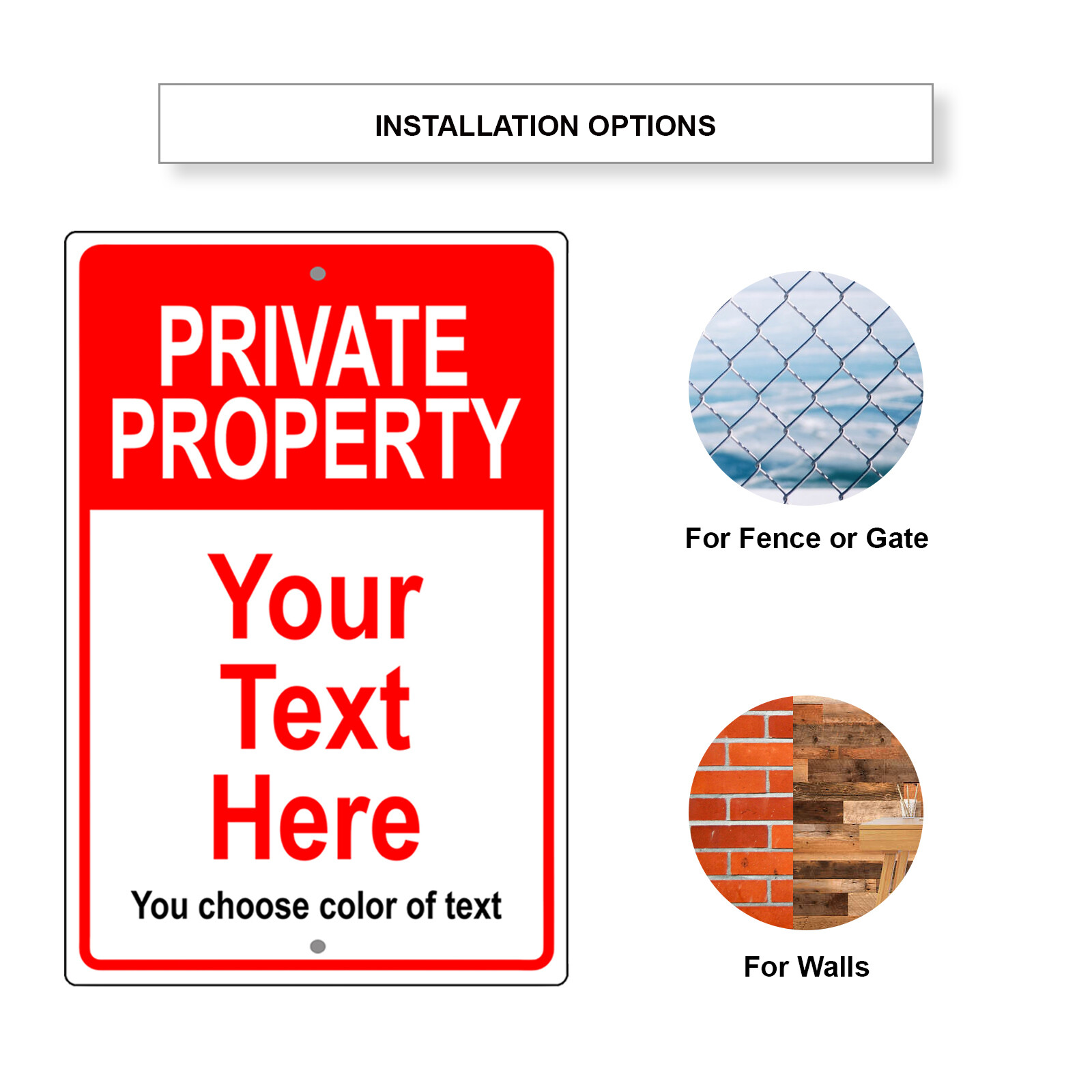 Custom Sign Private Property Your Text Warning Personalized Aluminum Metal Sign