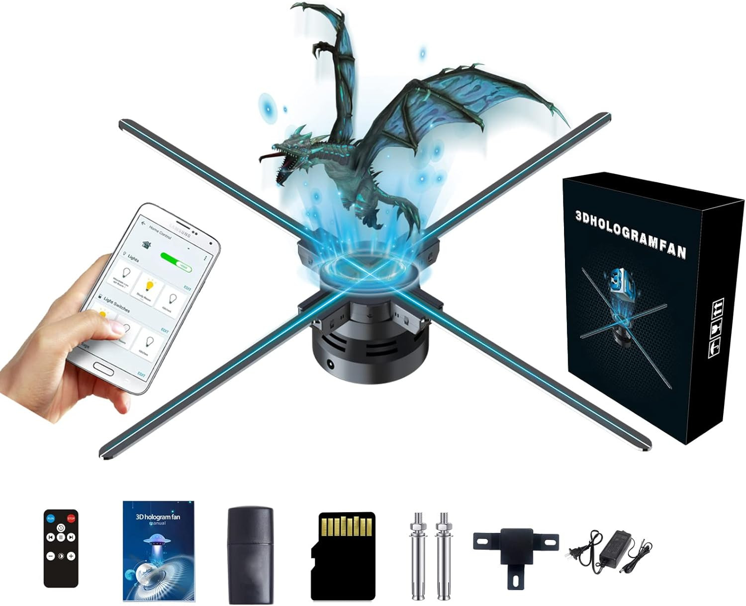 3D Hologram Fan,27.5“ Christmas Tree Holographic Fan Advertising Display with Re